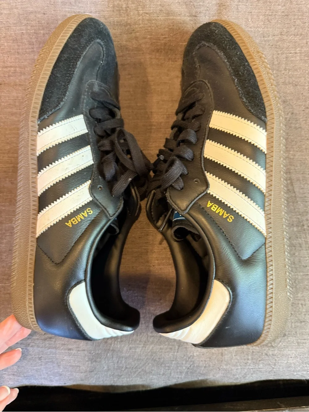 adidas Men’s Black Sneakers with White Stripes